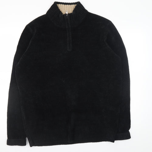 Kensington Men's Black XL 1/4 Zip High Neck Acrylic Jumper