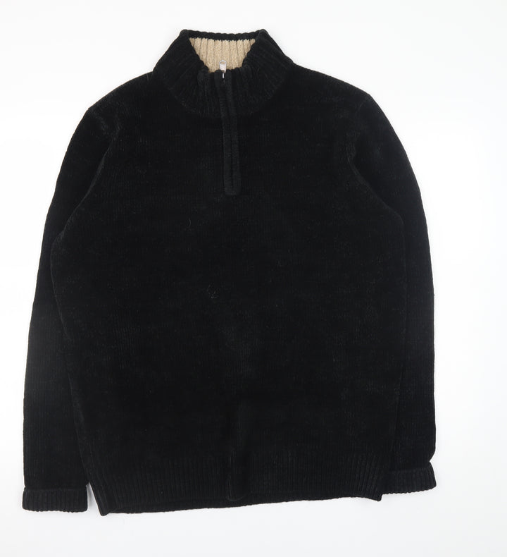 Kensington Men's Black XL 1/4 Zip High Neck Acrylic Jumper
