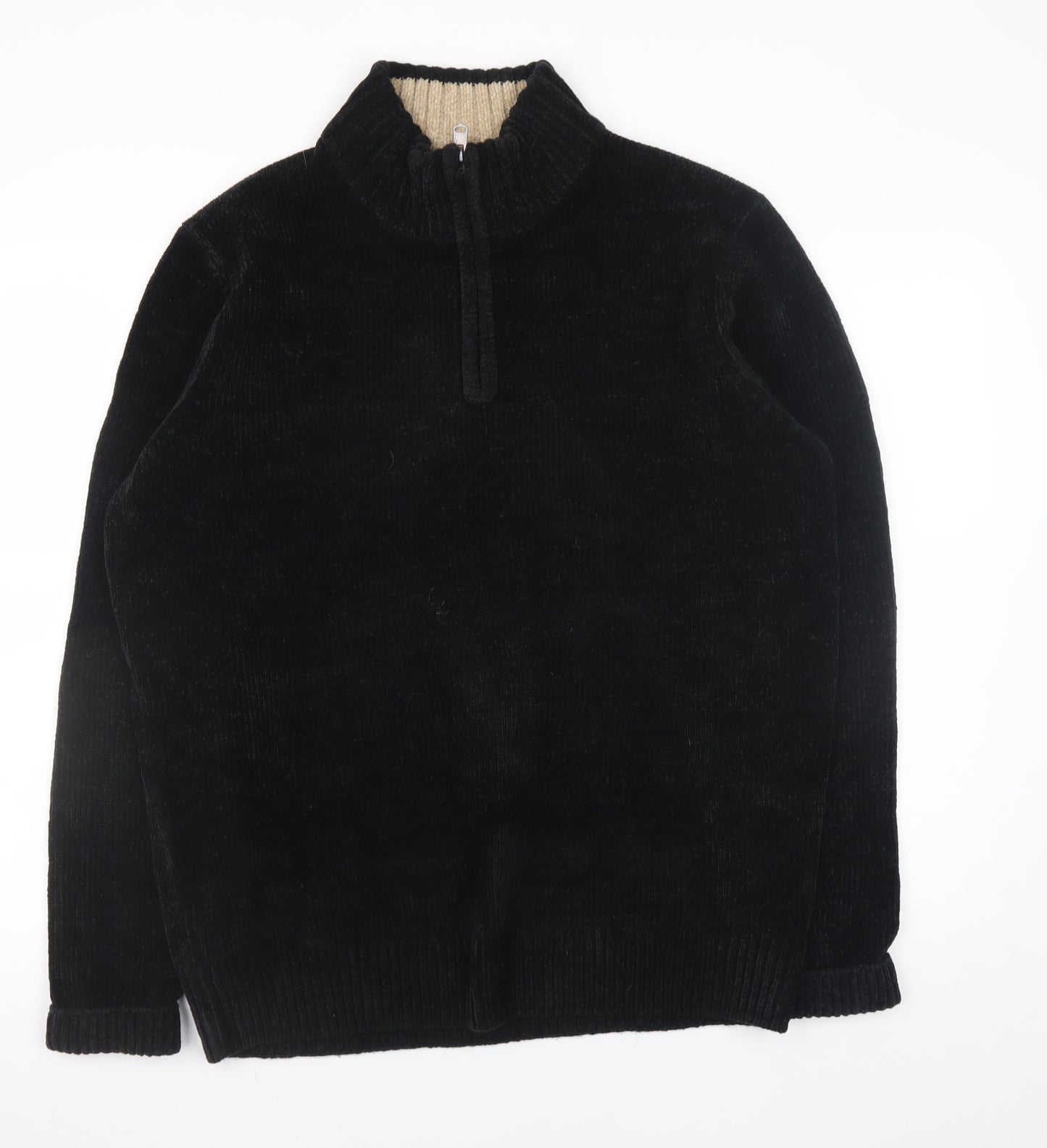 Kensington Men's Black XL 1/4 Zip High Neck Acrylic Jumper
