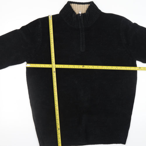 Kensington Men's Black XL 1/4 Zip High Neck Acrylic Jumper