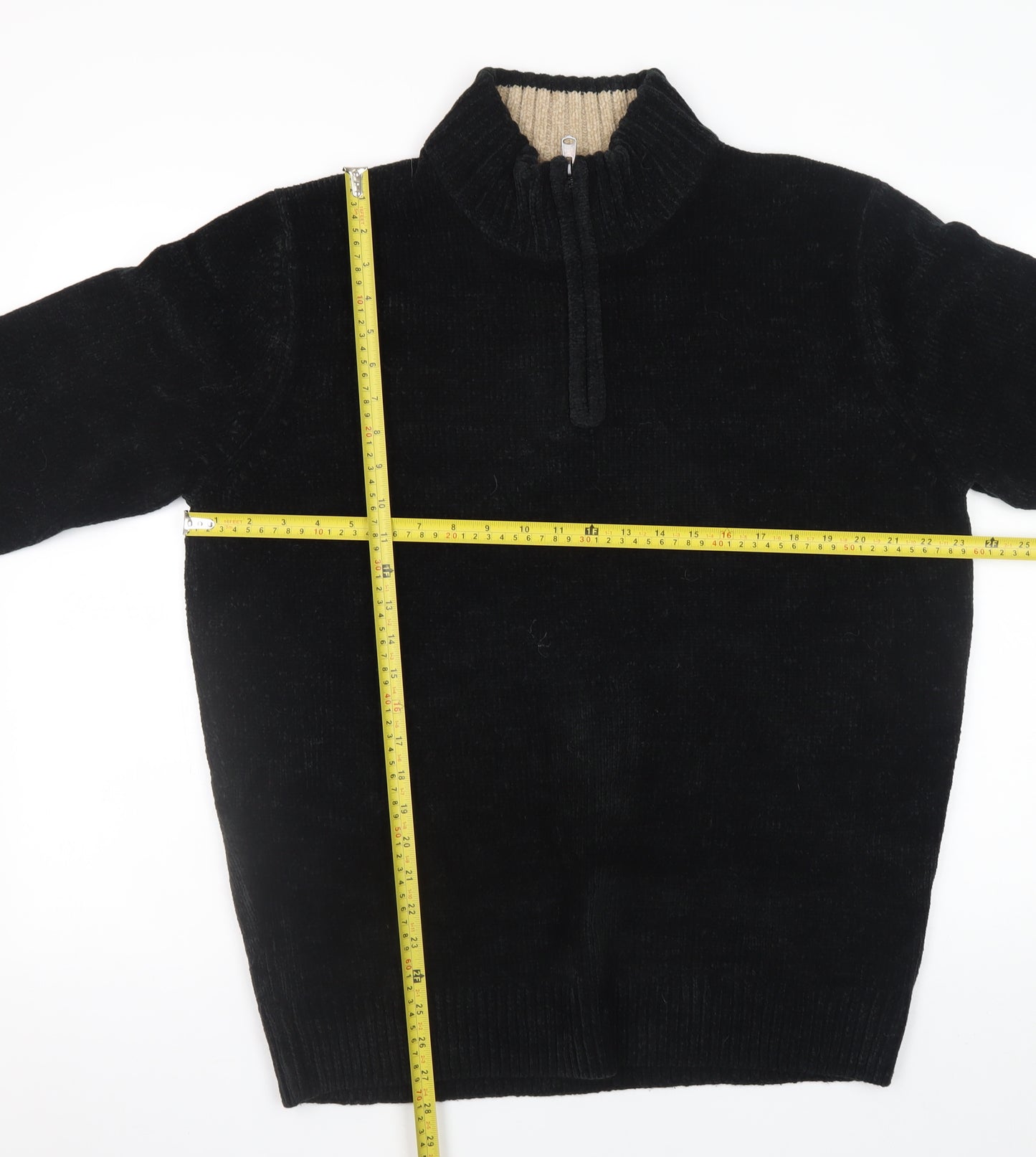Kensington Men's Black XL 1/4 Zip High Neck Acrylic Jumper