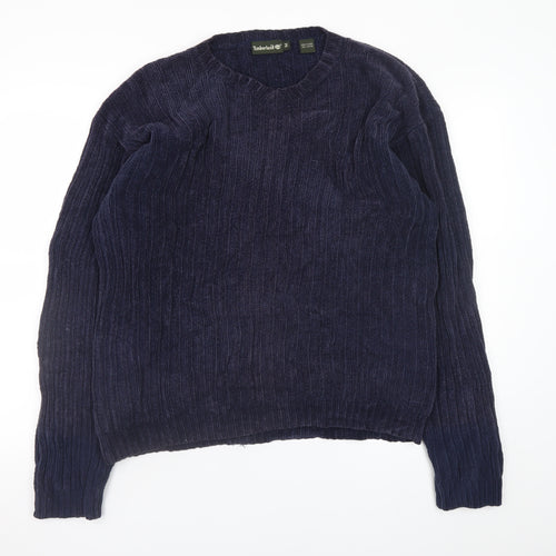 Timberland Men's Blue Cotton Knit V-Neck Pullover Jumper M