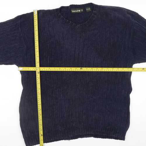 Timberland Men's Blue Cotton Knit V-Neck Pullover Jumper M