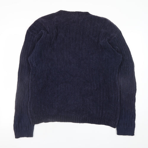 Timberland Men's Blue Cotton Knit V-Neck Pullover Jumper M