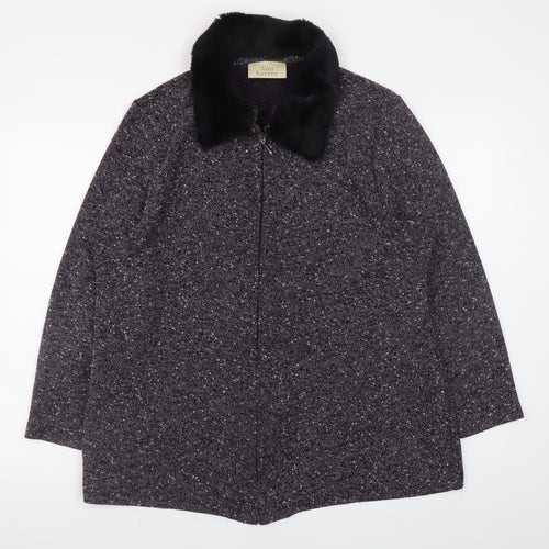 Ann Harvey Women's Grey Wool Blend Fur Collar Zip Coat Size 18
