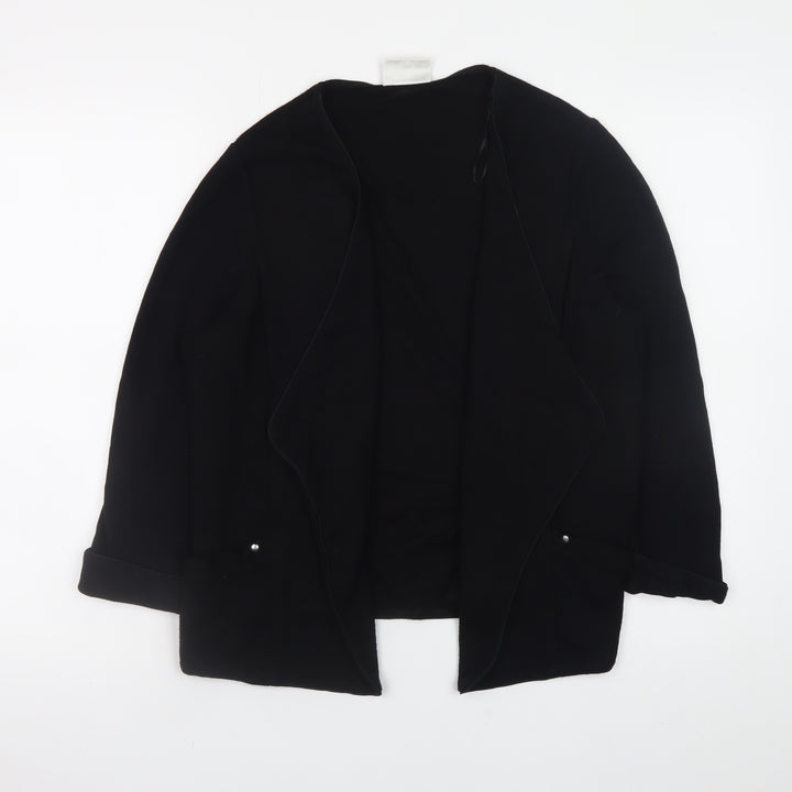 Wallis Women Black Cardigan M Open Front Long Sleeve Knit