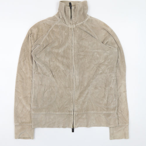 L.O.G.G. Womens Beige Full Zip Velour Jacket Size M