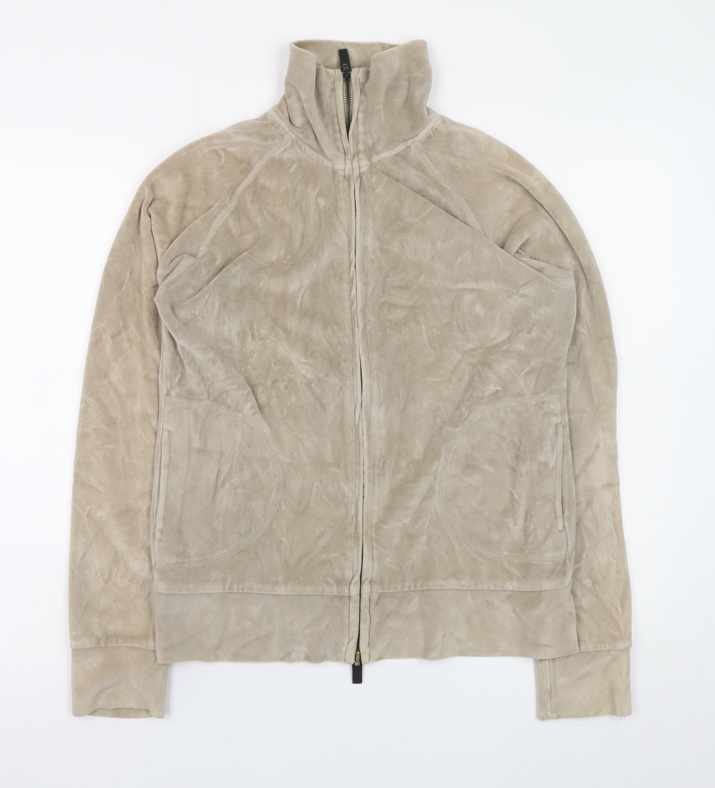 L.O.G.G. Womens Beige Full Zip Velour Jacket Size M