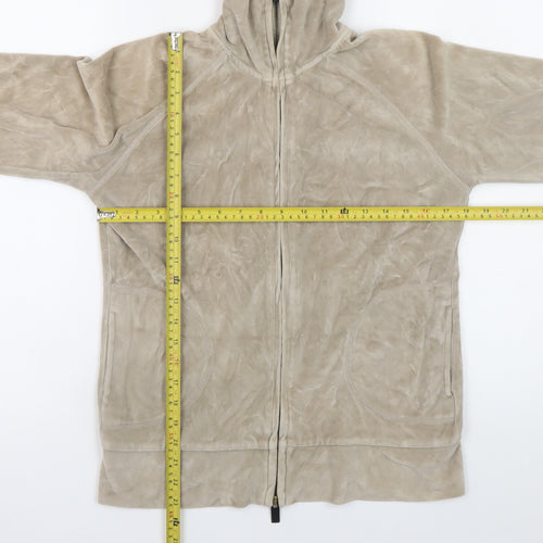 L.O.G.G. Womens Beige Full Zip Velour Jacket Size M