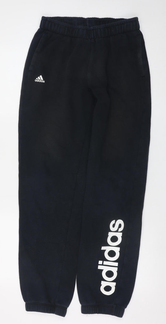Adidas Boys Black Jogger Sweatpants 15-16 Years Cotton Blend Sportswear