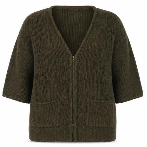 Marks and Spencer Women Green Size 12 Chunky Knit Zip Cardigan