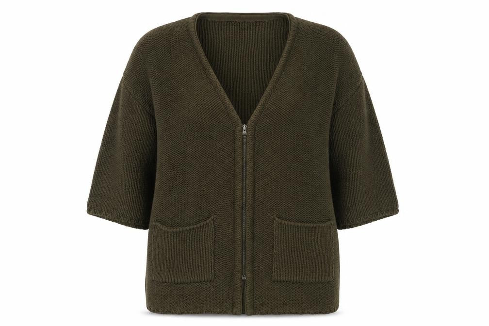Marks and Spencer Women Green Size 12 Chunky Knit Zip Cardigan