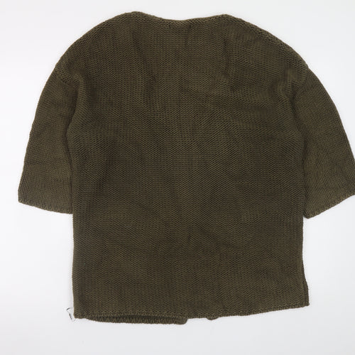 Marks and Spencer Women Green Size 12 Chunky Knit Zip Cardigan