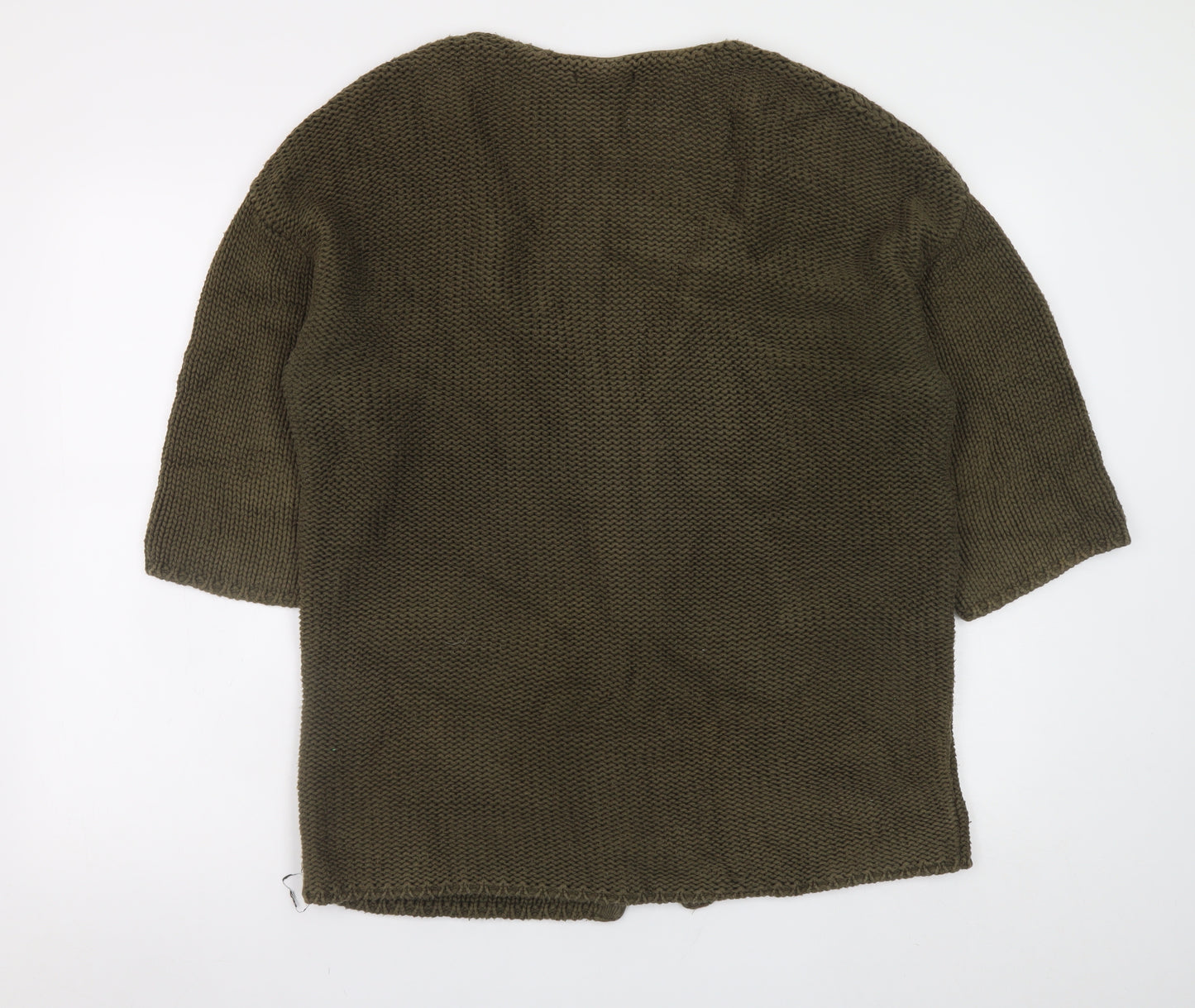 Marks and Spencer Women Green Size 12 Chunky Knit Zip Cardigan