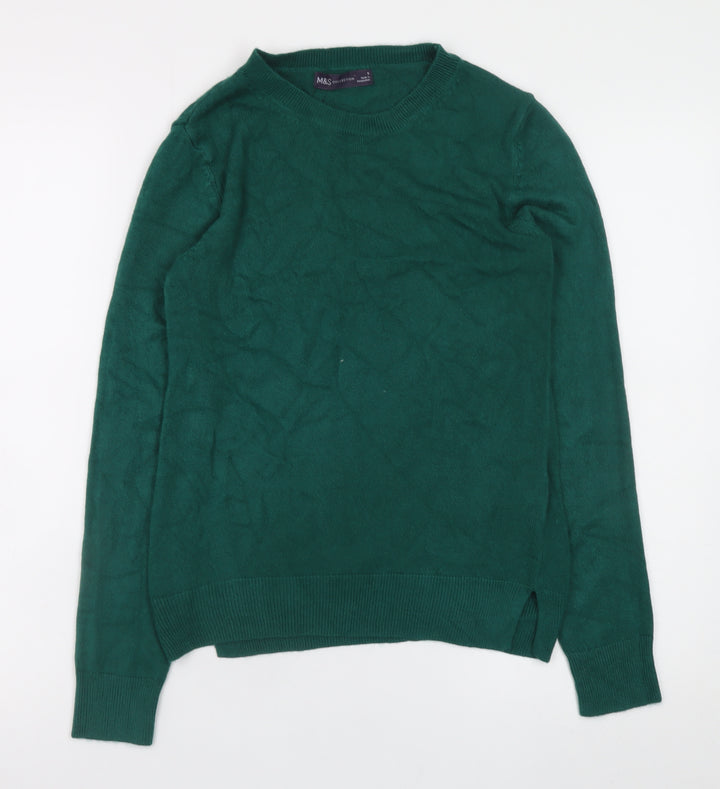 Marks and Spencer Women Green Size 6 Crew Neck Acrylic Jumper