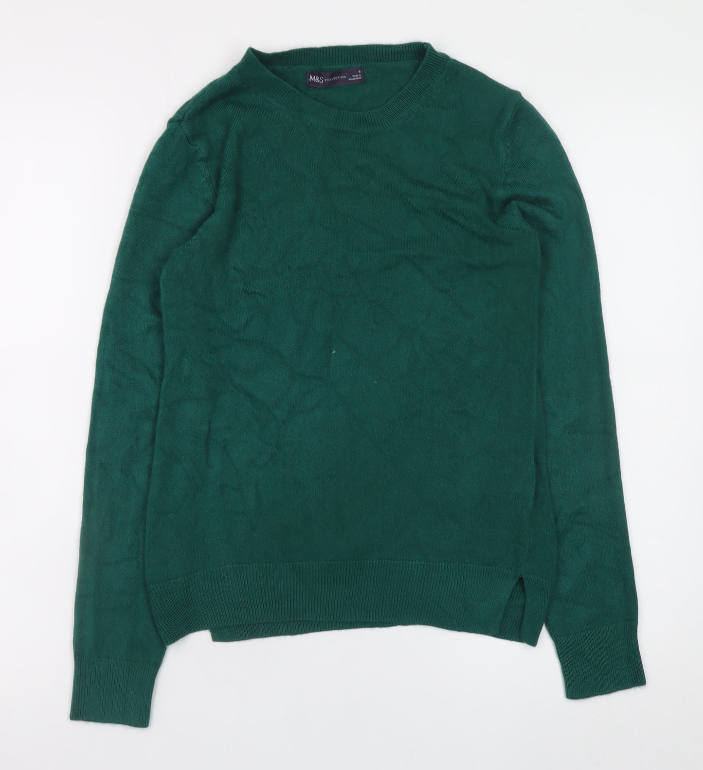 Marks and Spencer Women Green Size 6 Crew Neck Acrylic Jumper
