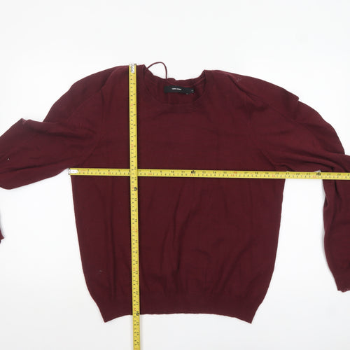 Vero Moda Women Burgundy XL Ruffle Sleeve Crew Neck Jumper