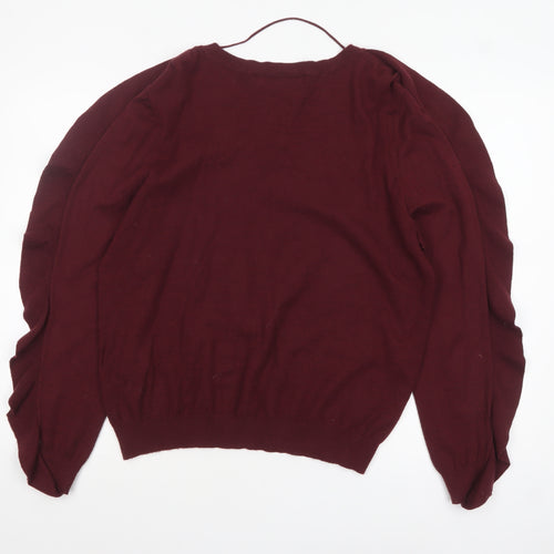 Vero Moda Women Burgundy XL Ruffle Sleeve Crew Neck Jumper