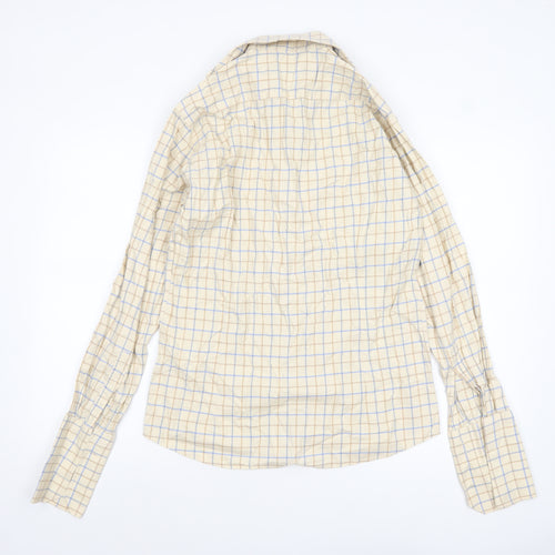 Gresham Blake Men's Beige Check Long Sleeve Cotton Shirt Size 15