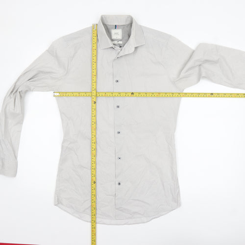 Next Men’s White Geometric Slim Fit Long Sleeve Shirt 15in