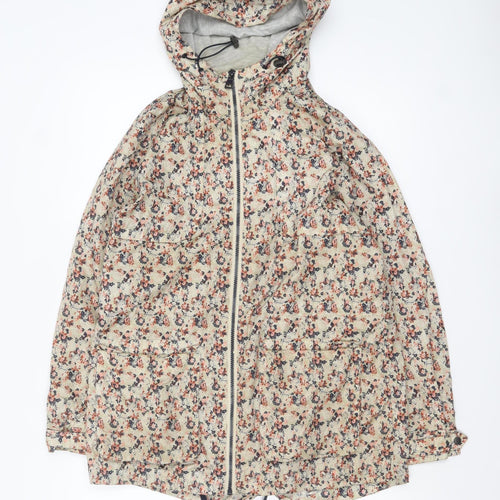 Next Women's Beige Floral Hooded Rain Jacket Size 10
