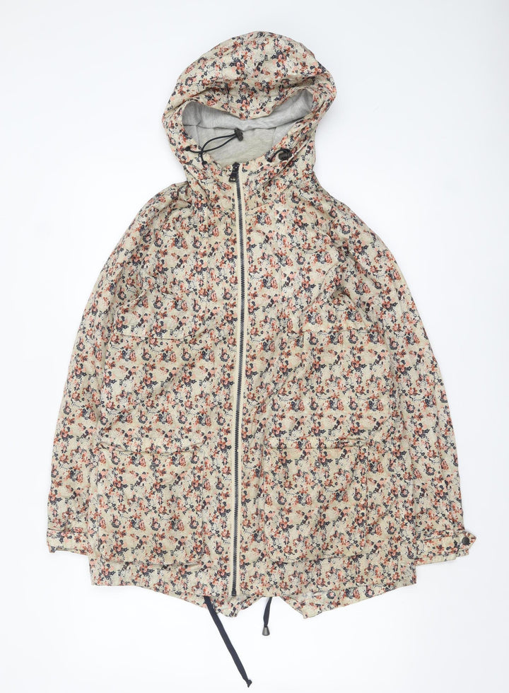 Next Women's Beige Floral Hooded Rain Jacket Size 10