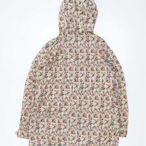 Next Women's Beige Floral Hooded Rain Jacket Size 10