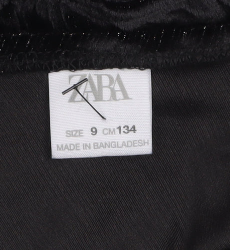 Zara Girls Black Velvet One Shoulder Long Sleeve Jumpsuit 9 Years