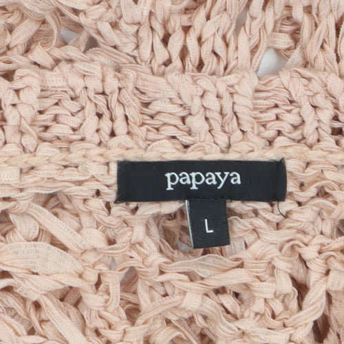 Papaya Women Beige Open Knit Cardigan L Lightweight Relaxed Fit