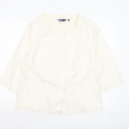 Isle Women Ivory Linen Blend Single-Breasted Blazer Jacket Size 18