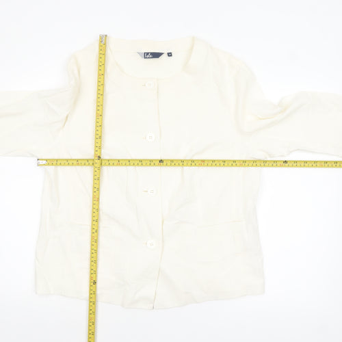 Isle Women Ivory Linen Blend Single-Breasted Blazer Jacket Size 18