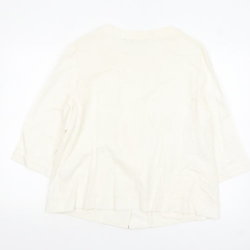 Isle Women Ivory Linen Blend Single-Breasted Blazer Jacket Size 18