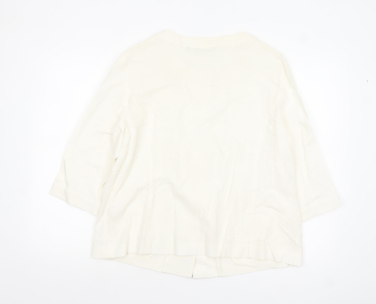 Isle Women Ivory Linen Blend Single-Breasted Blazer Jacket Size 18