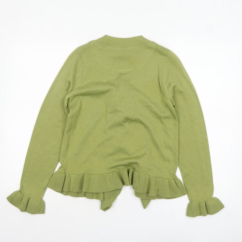 George Women’s Green Ruffle Edge Knit Cardigan Size 10