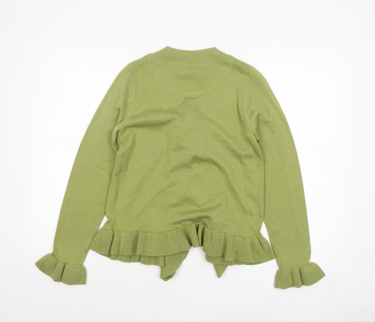 George Women’s Green Ruffle Edge Knit Cardigan Size 10