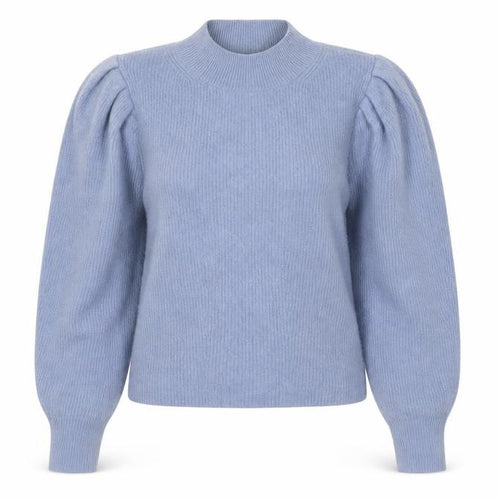 & Other Stories Women Blue Puff Sleeve Mock Neck Wool Jumper Size 10