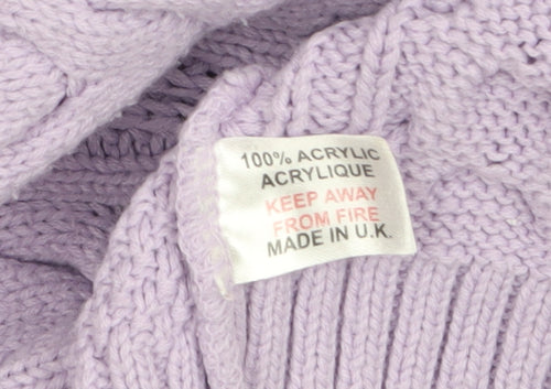 ENVY Women’s Purple Cable-Knit Crew Neck Jumper L Acrylic Knitwear