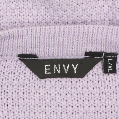 ENVY Women’s Purple Cable-Knit Crew Neck Jumper L Acrylic Knitwear