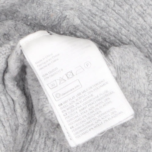 H&M Women Grey Cable-Knit Crew Neck Wool Blend Jumper Size S