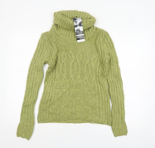 George Women’s Green Roll Neck Cable-Knit Jumper Size 12