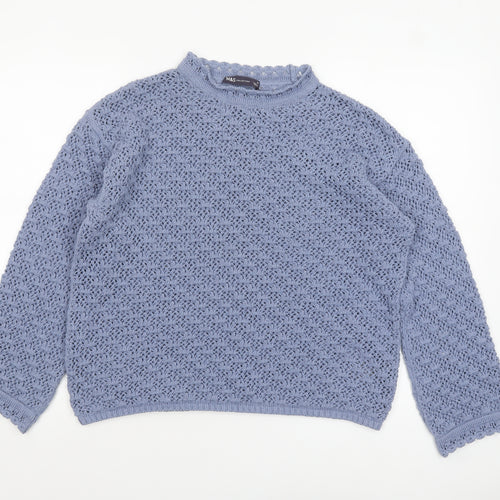 Marks and Spencer Women’s Blue Open-Knit Cotton Jumper M