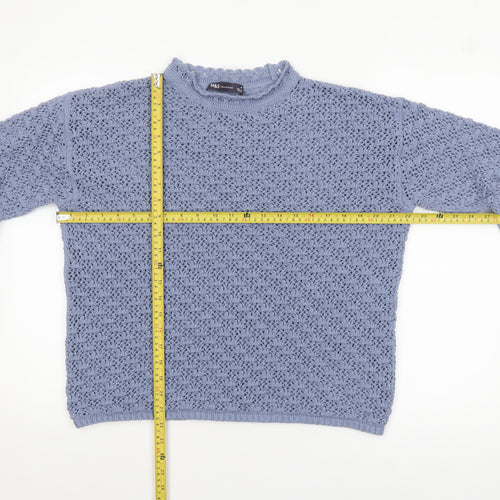 Marks and Spencer Women’s Blue Open-Knit Cotton Jumper M