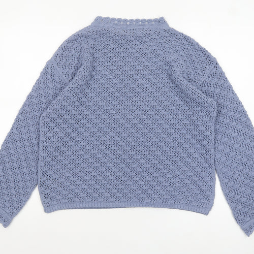 Marks and Spencer Women’s Blue Open-Knit Cotton Jumper M