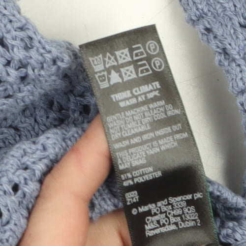 Marks and Spencer Women’s Blue Open-Knit Cotton Jumper M