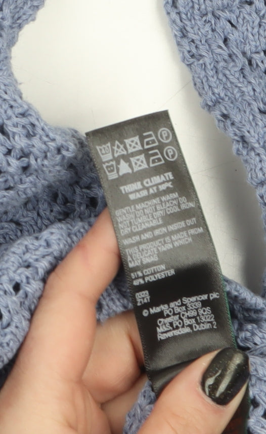 Marks and Spencer Women’s Blue Open-Knit Cotton Jumper M
