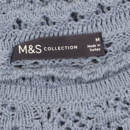 Marks and Spencer Women’s Blue Open-Knit Cotton Jumper M
