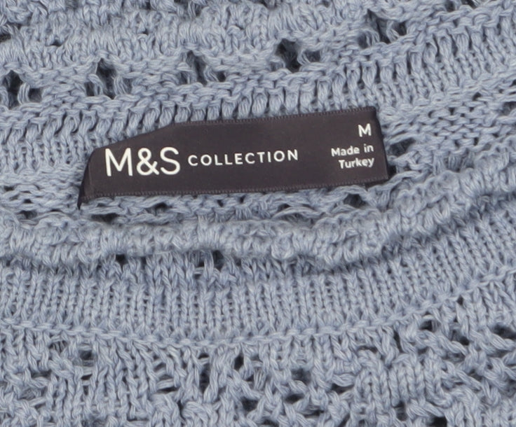 Marks and Spencer Women’s Blue Open-Knit Cotton Jumper M
