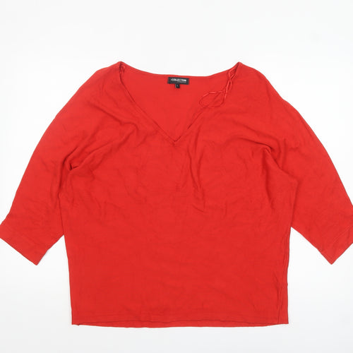 Debenhams Women’s Red V-Neck 3/4 Sleeve Pullover Jumper L