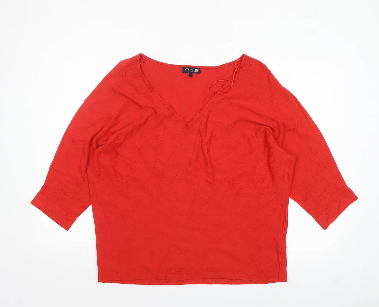 Debenhams Women’s Red V-Neck 3/4 Sleeve Pullover Jumper L