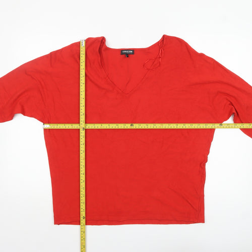 Debenhams Women’s Red V-Neck 3/4 Sleeve Pullover Jumper L